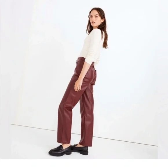 Madewell The Perfect Vintage Straight Jean: Leather Edition $148 31 - Picture 1 of 8